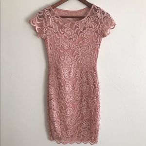 CHARLOTTE RUSSE pink lace dress in size S